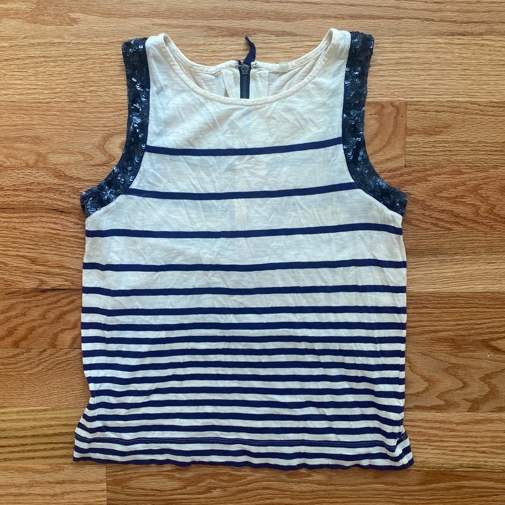 J Crew Stripe & Sequin Tank - Sz M, EUC!